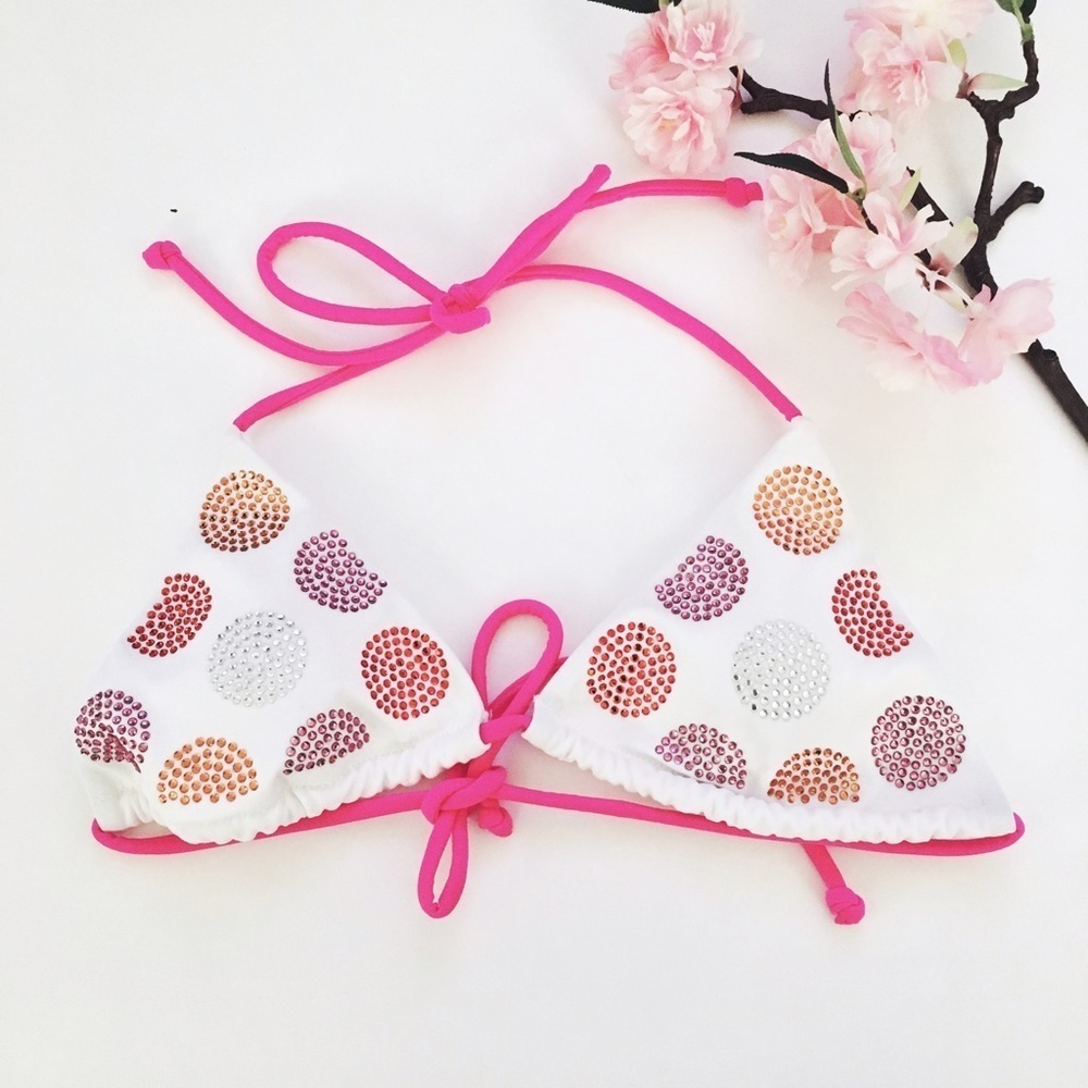Triangle Padded Halter Top w/ Rhinestone detailing